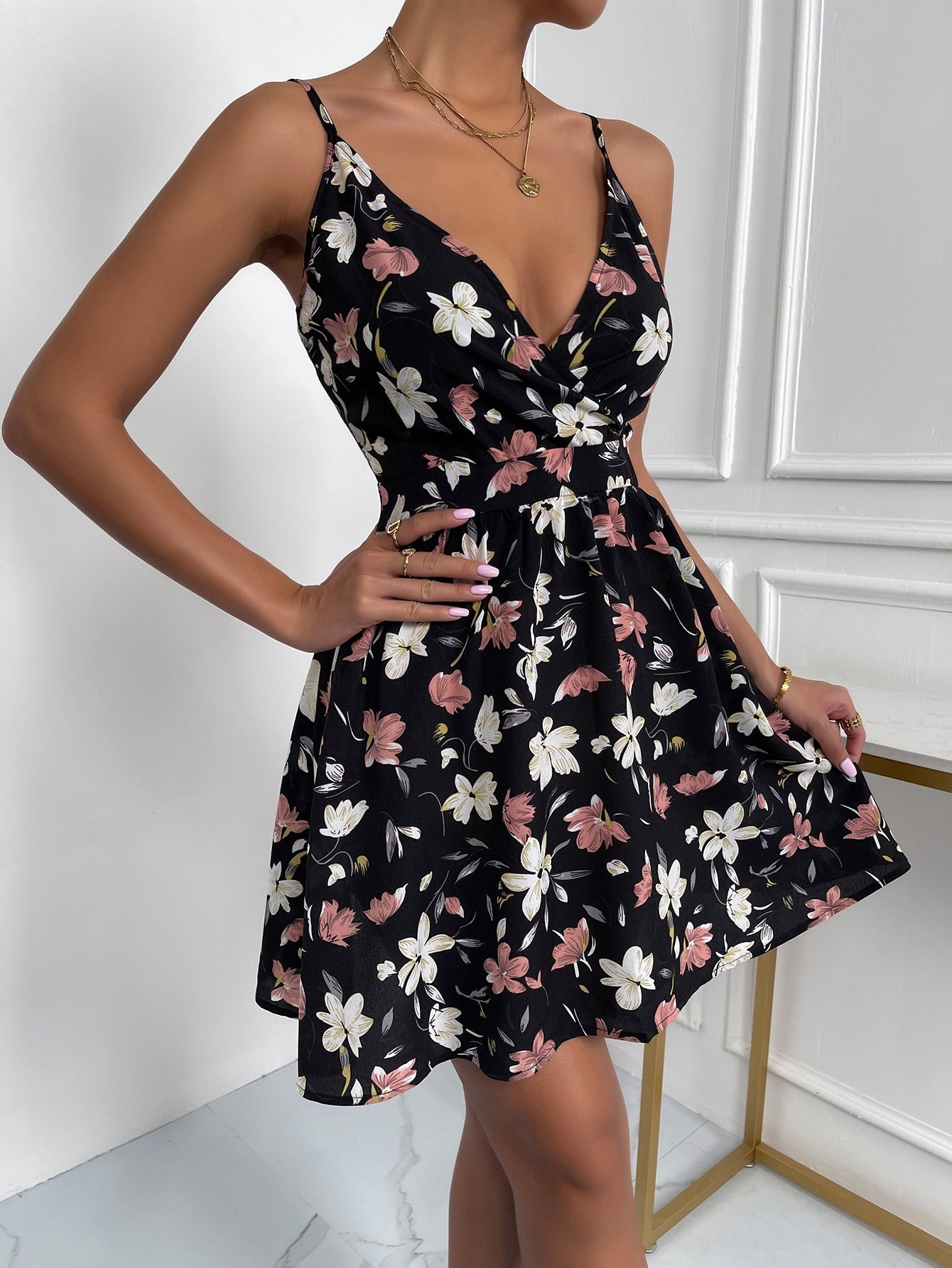 Calvaya Floral Print Cami Dress