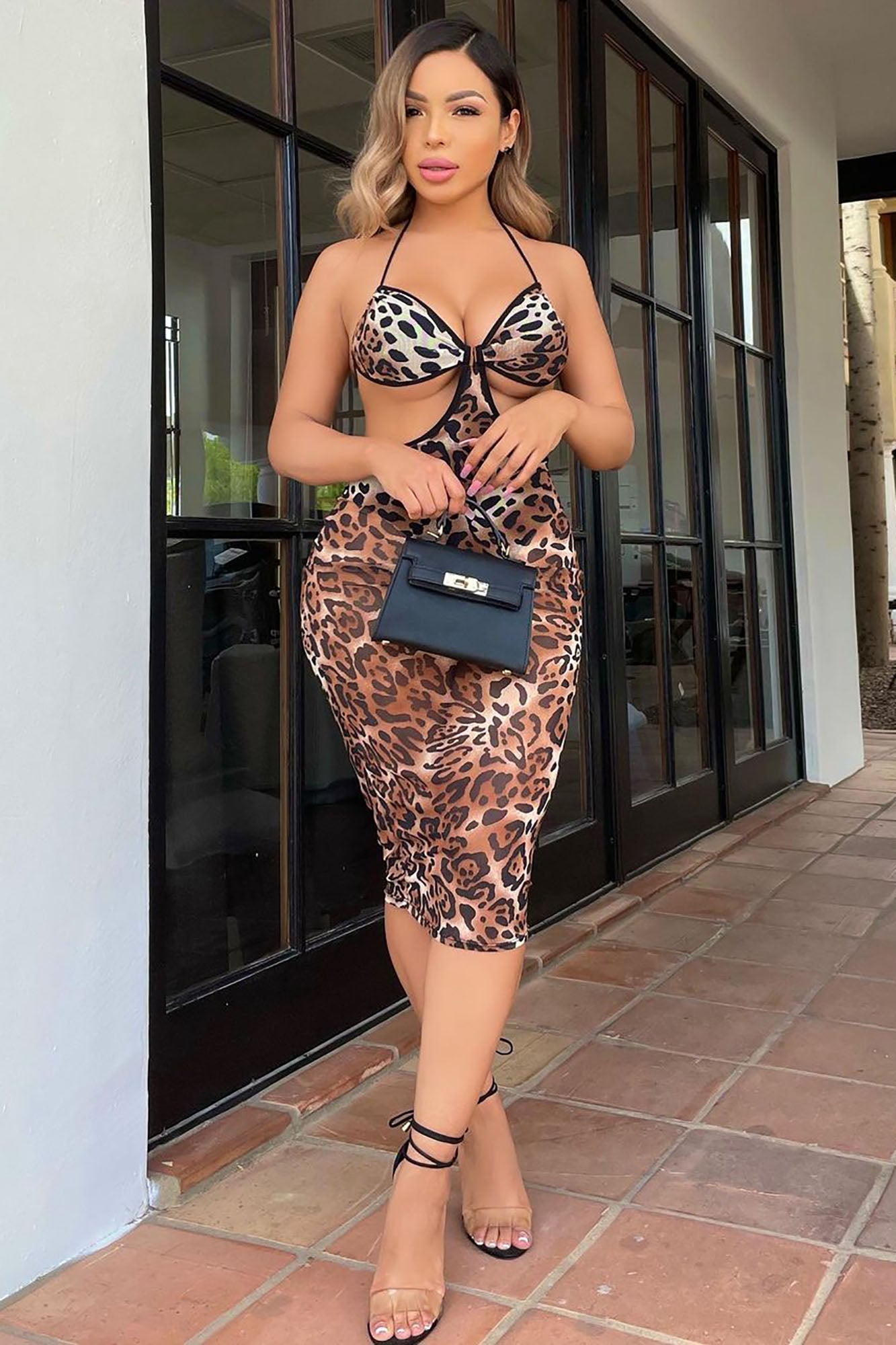 Fierce Feeling Mesh Midi Dress - Leopard