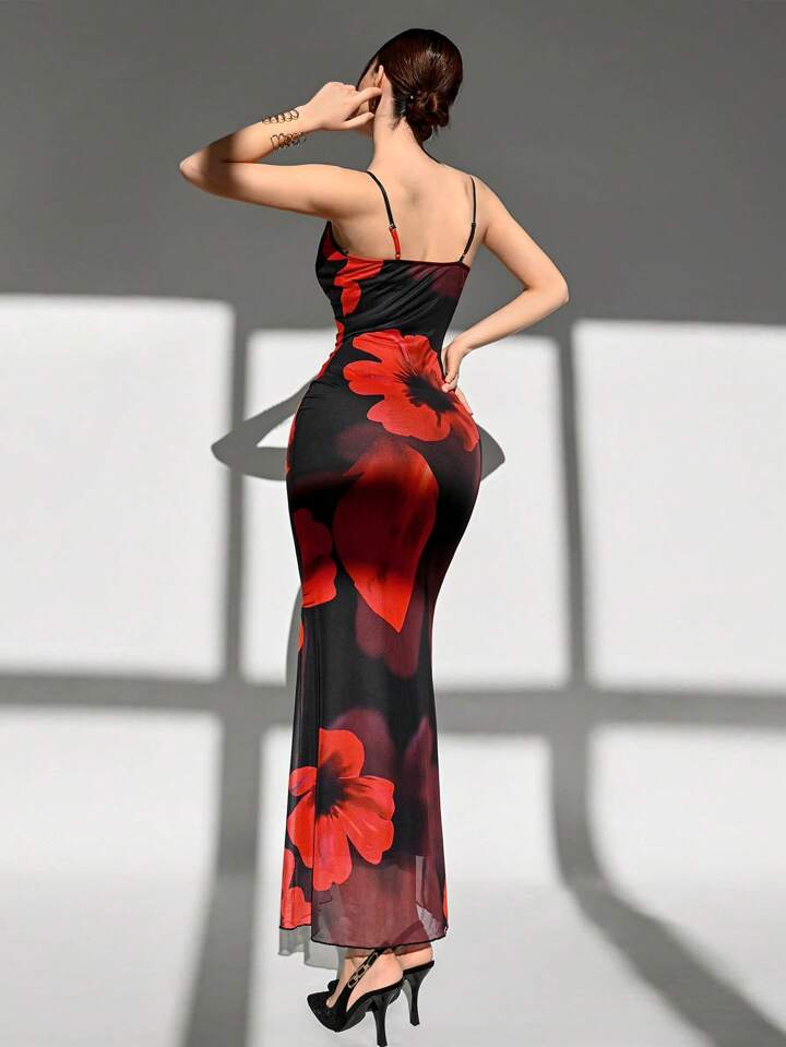 Elegant Floral Mesh Dress