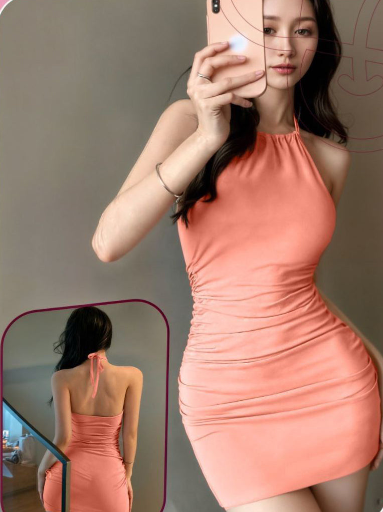 Solid Halter Bodycon Dress