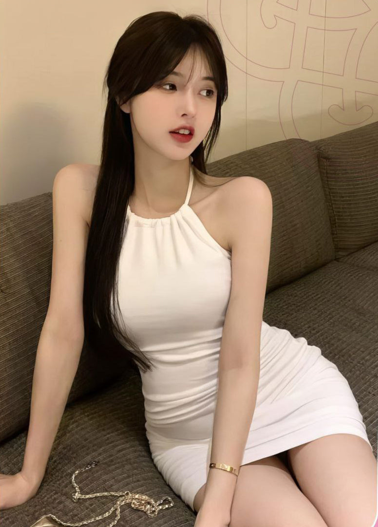 Solid Halter Bodycon Dress