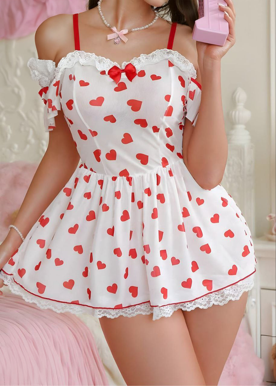 PetitDoll 2pcs/Set Women's Sweet & Sexy Lace Patchwork Sleepwear