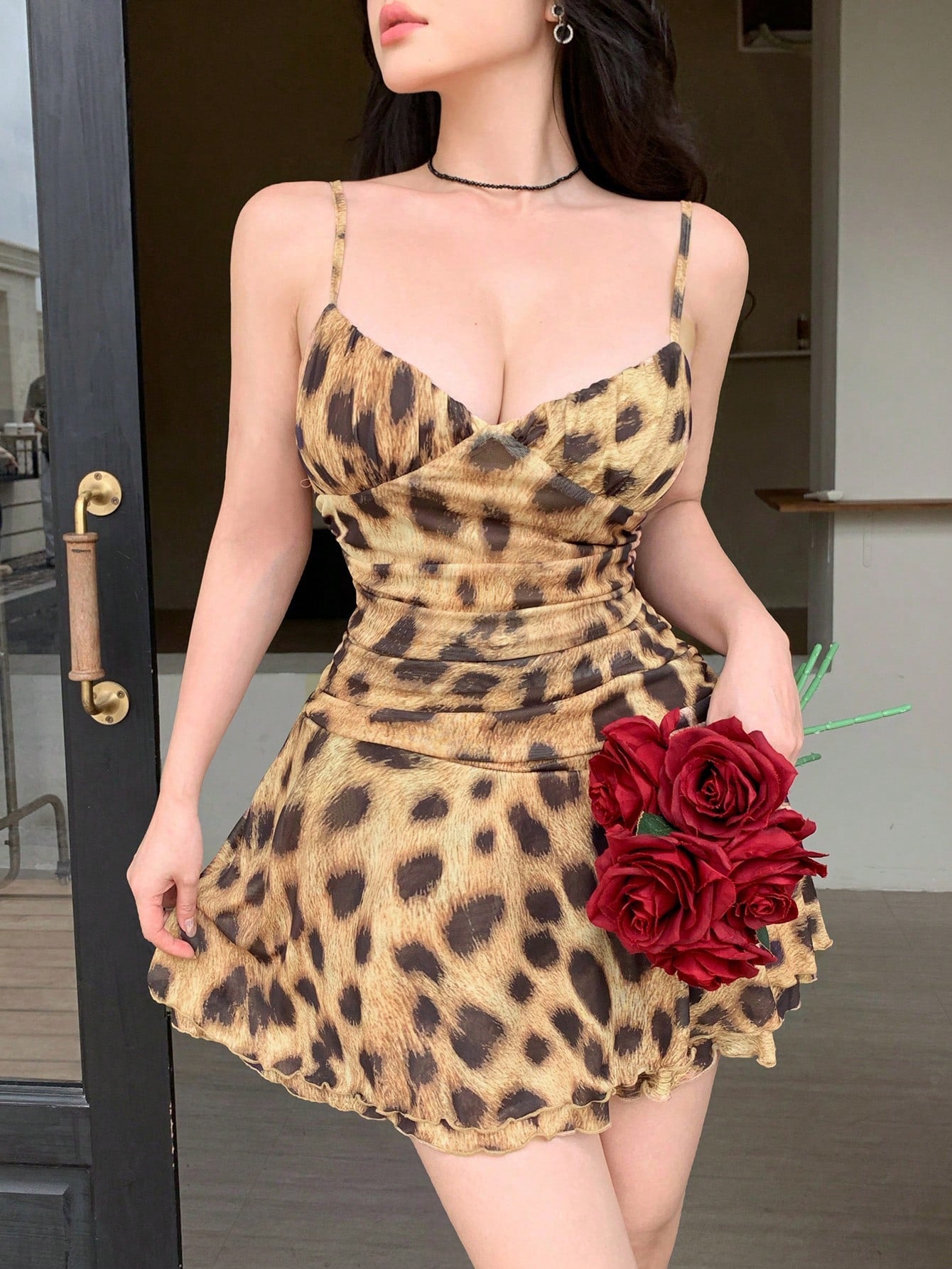 Leopard Tulle Mini Dress