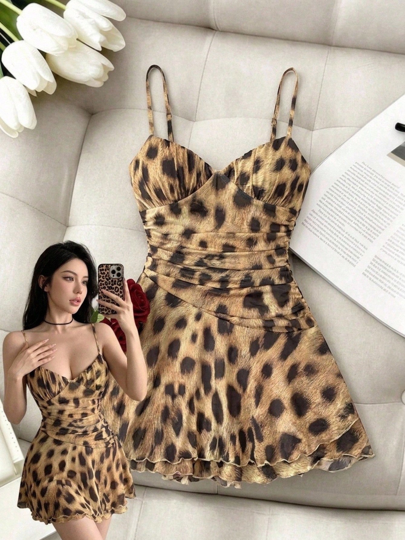 Leopard Tulle Mini Dress