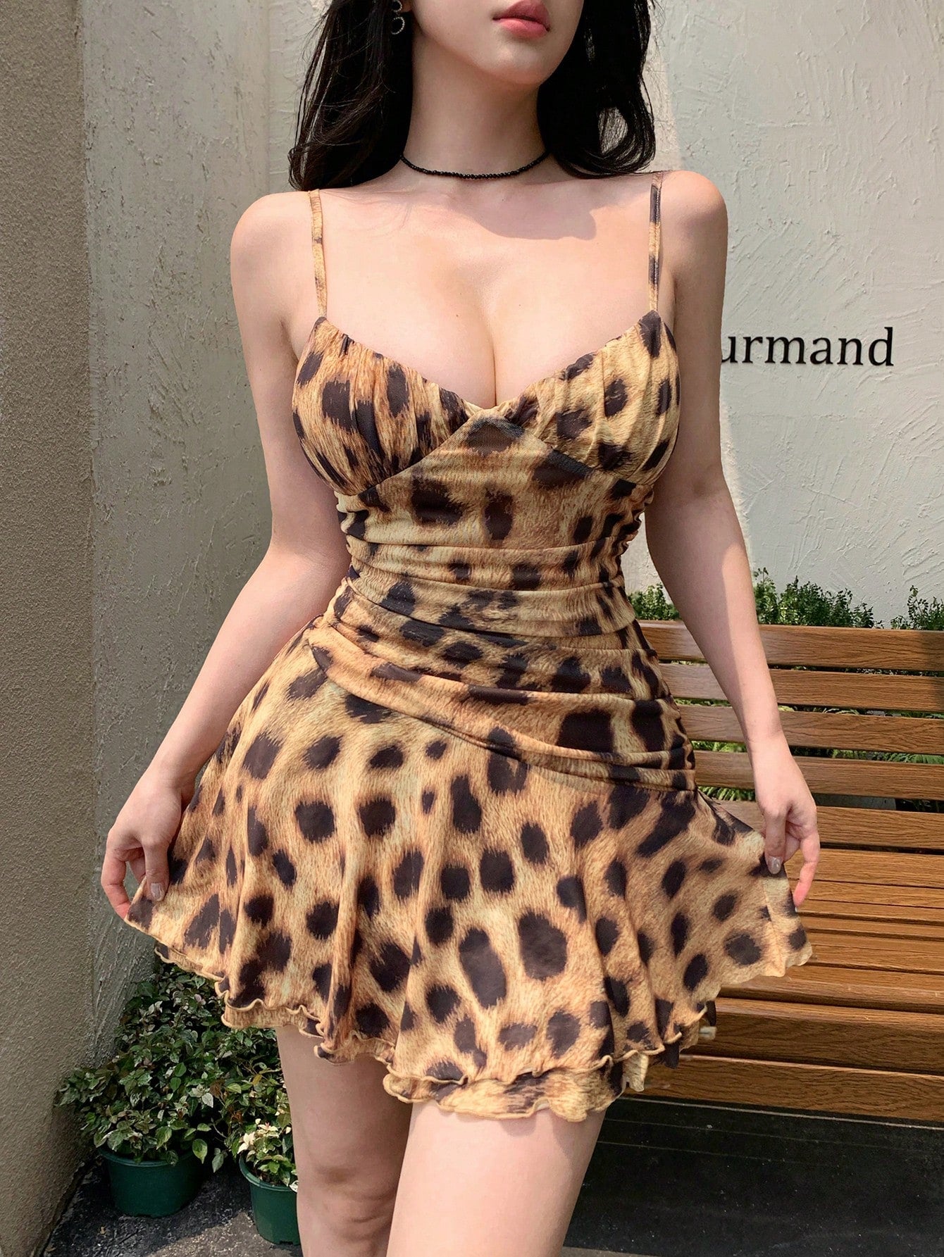 Leopard Tulle Mini Dress
