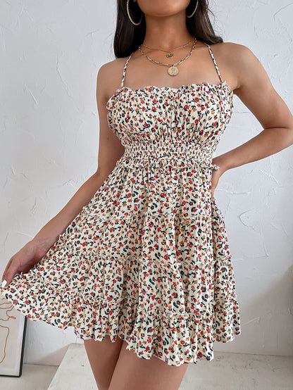 Aveloria Ditsy Floral Criss Cross Backless Cami Dress