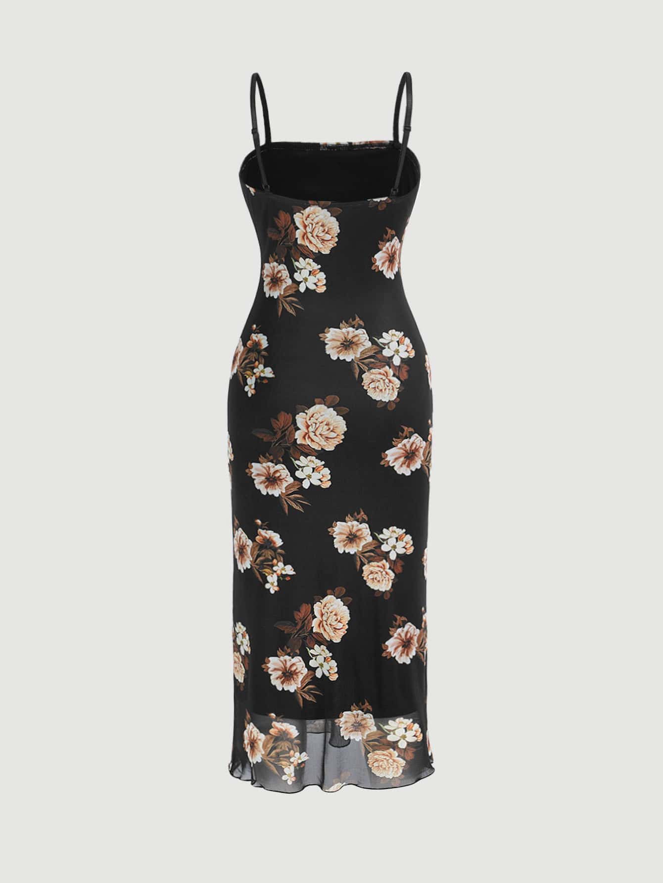 MOD Floral Print Lettuce Trim Cami Dress