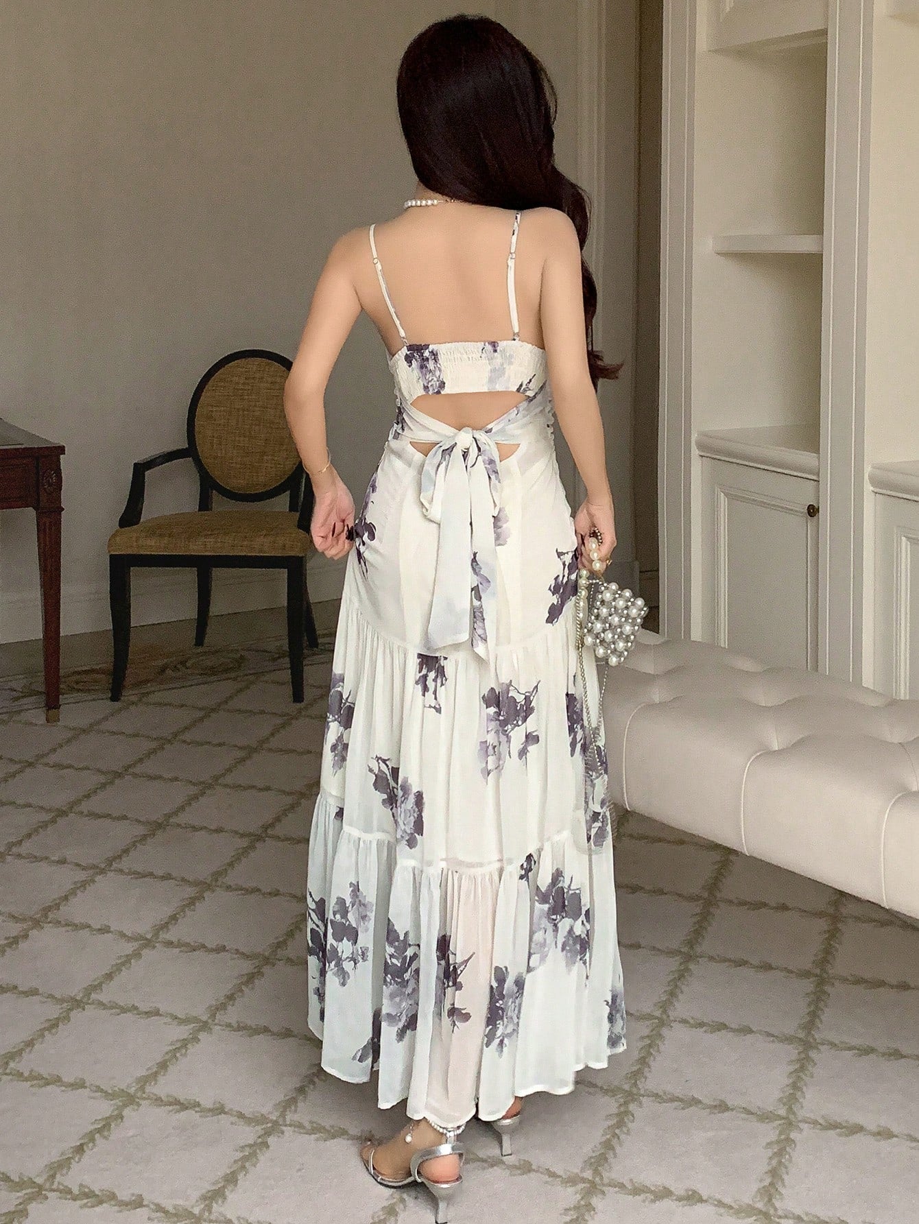 DAZY  Chiffon Spaghetti Strap Dress, Birthday ,New Year Eve Floral Prom Dress Sundress Elegant Women Dresses Easter