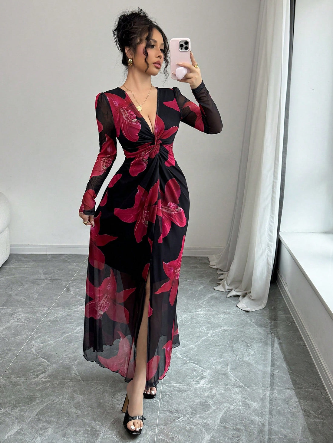 Rafferiza Floral Mesh Dress