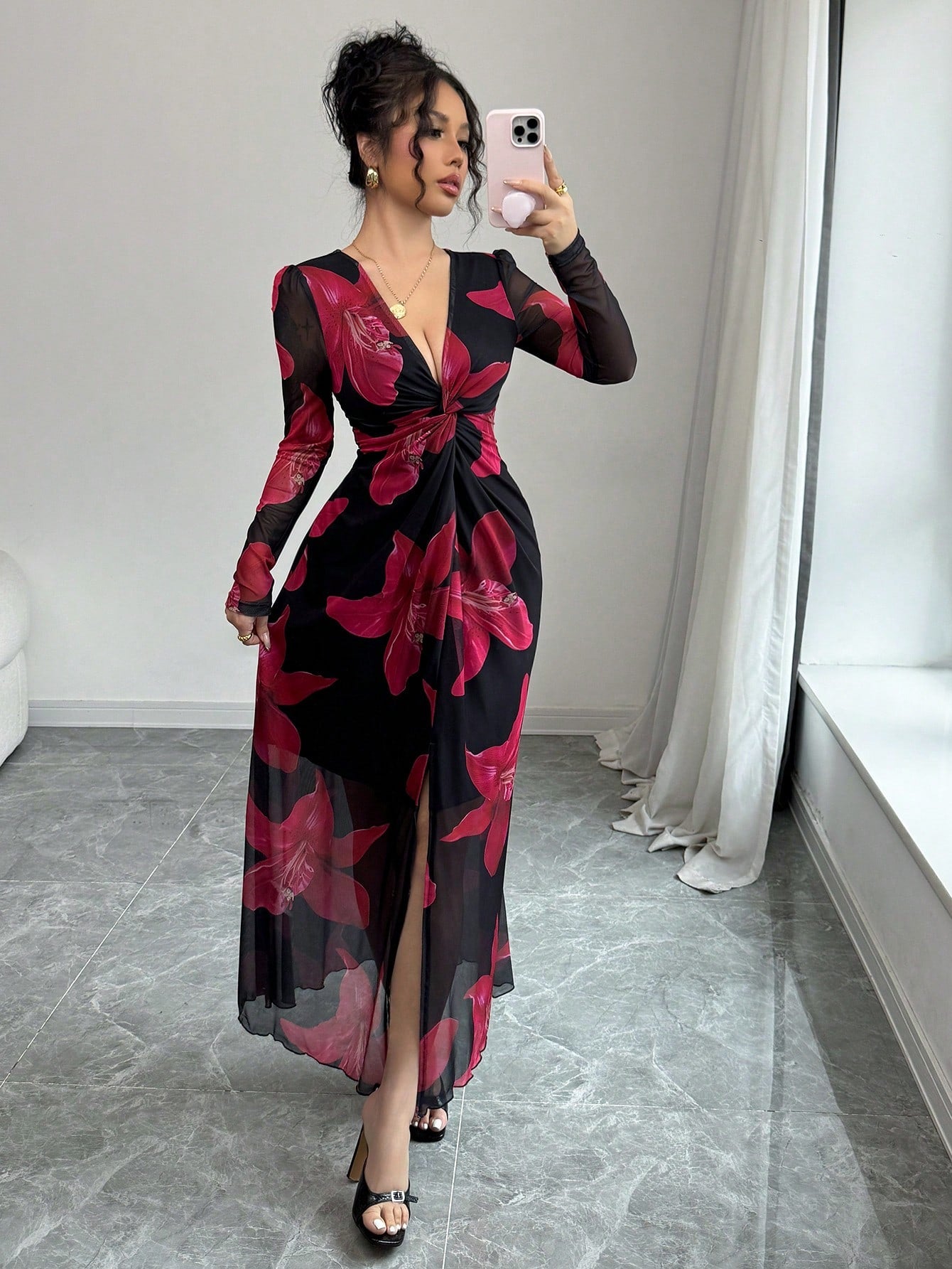 Rafferiza Floral Mesh Dress