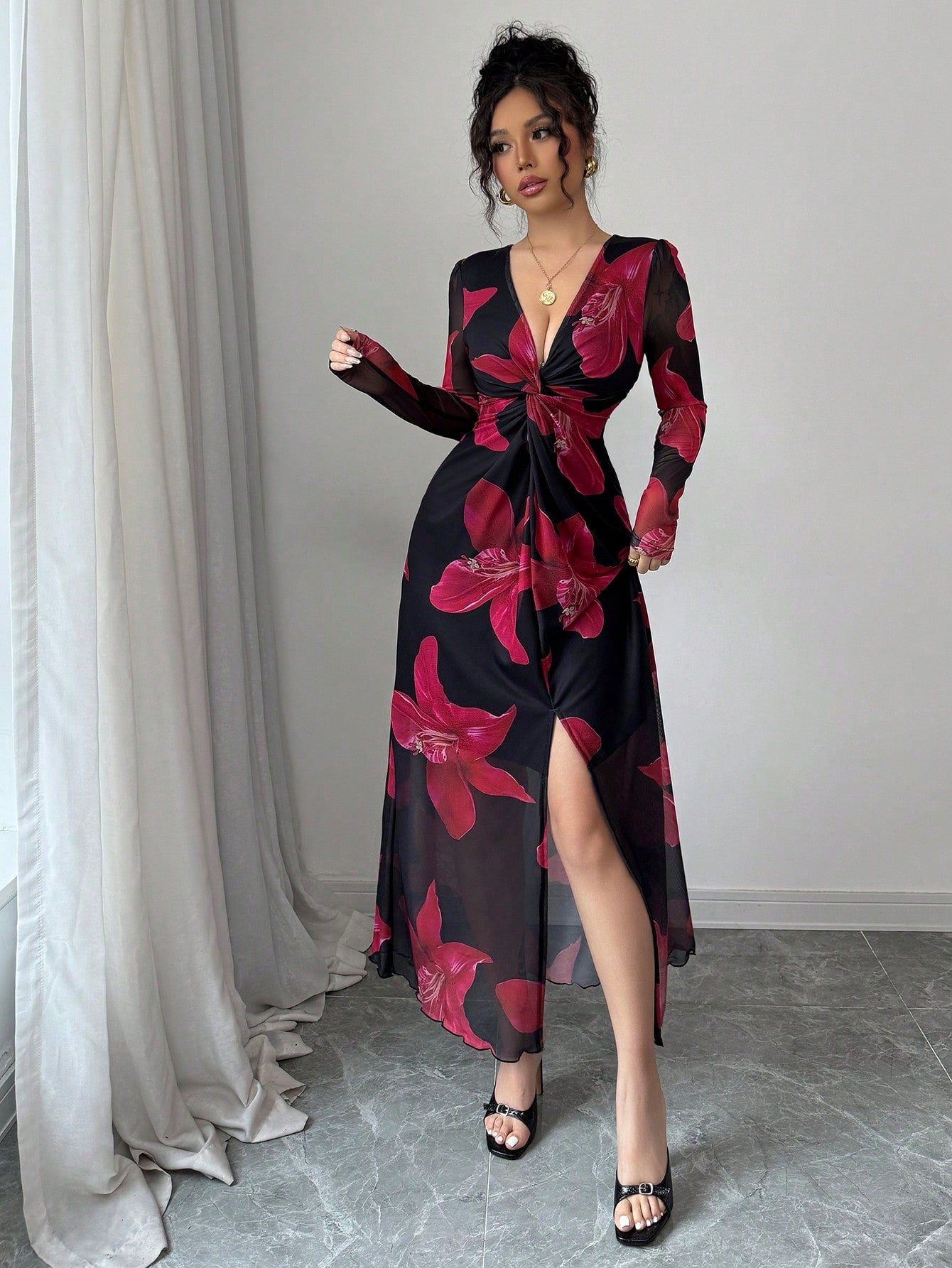 Rafferiza Floral Mesh Dress