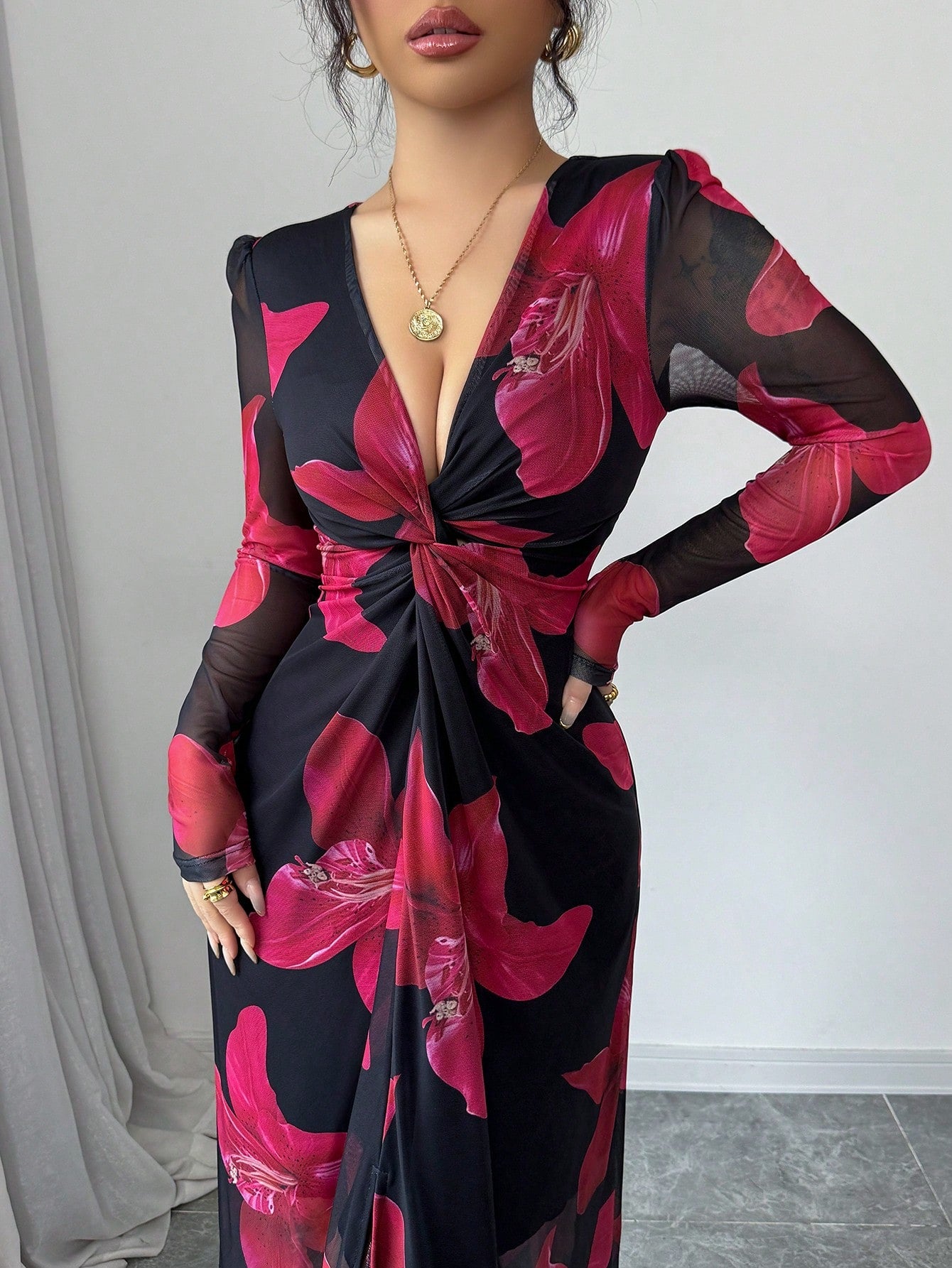 Rafferiza Floral Mesh Dress