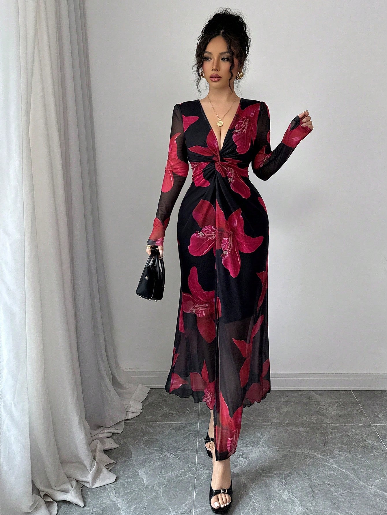 Rafferiza Floral Mesh Dress