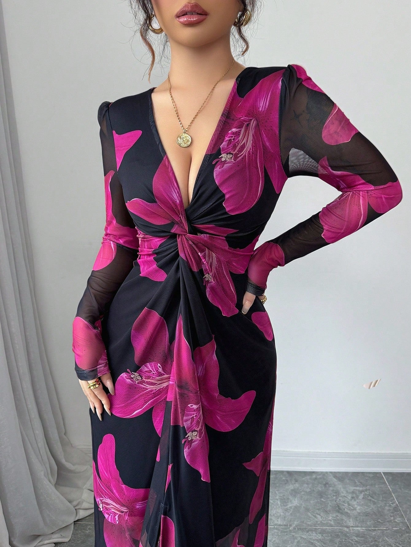 Rafferiza Floral Mesh Dress