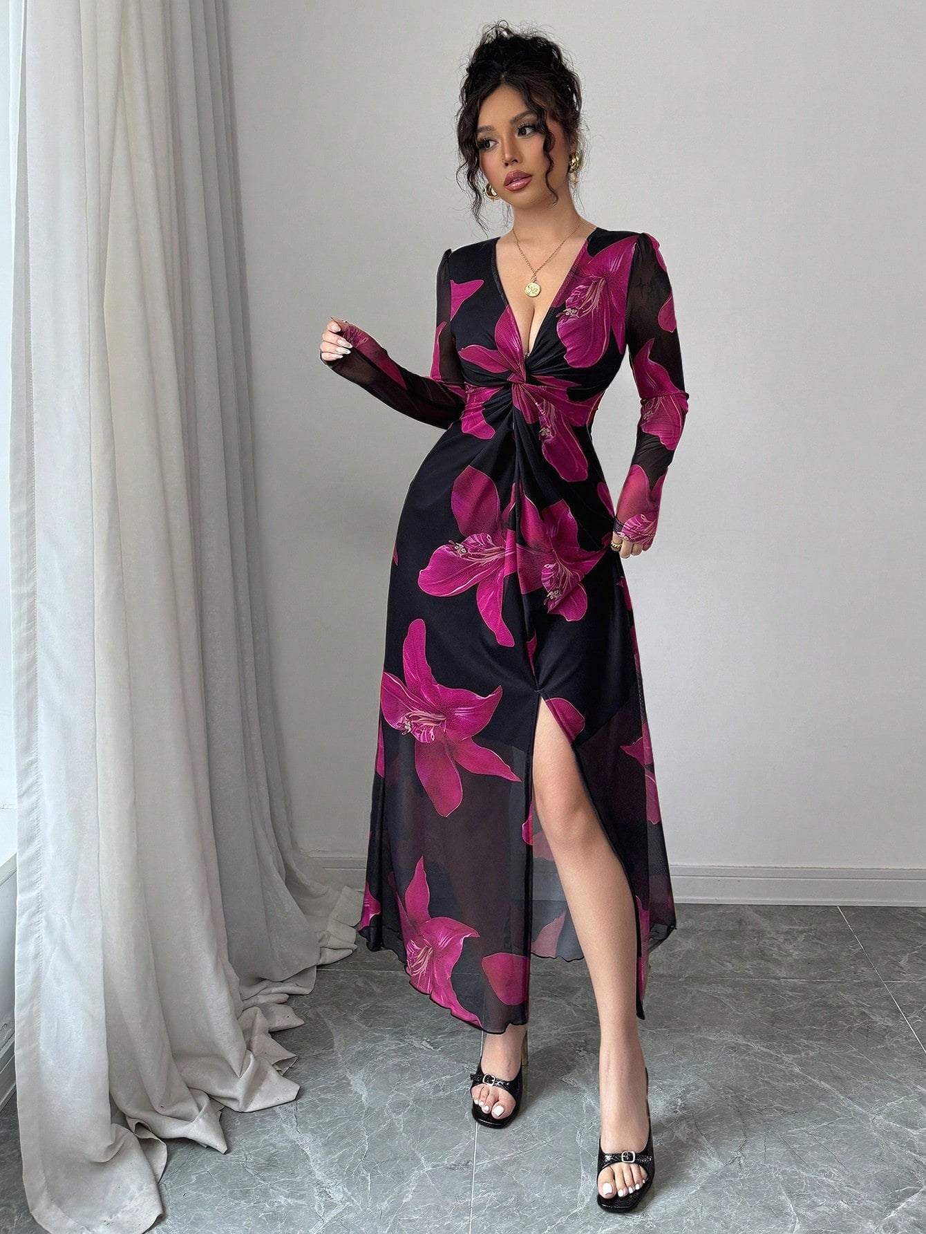 Rafferiza Floral Mesh Dress