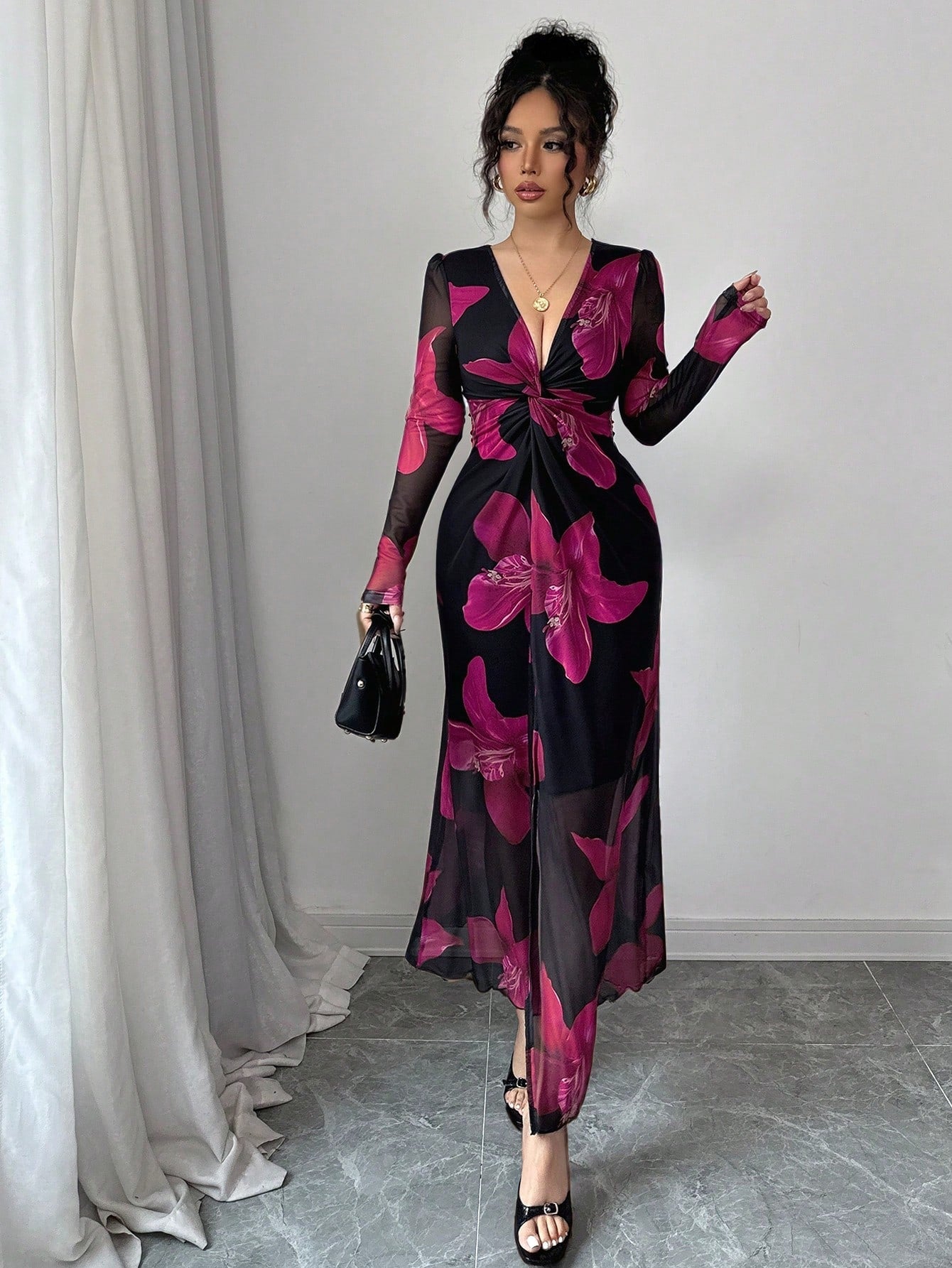 Rafferiza Floral Mesh Dress