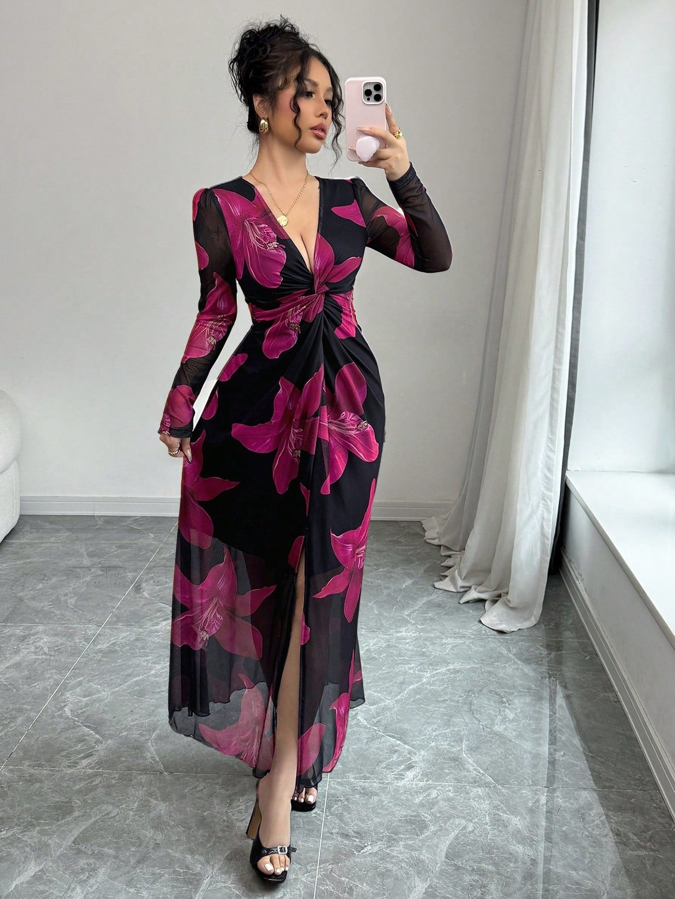 Rafferiza Floral Mesh Dress