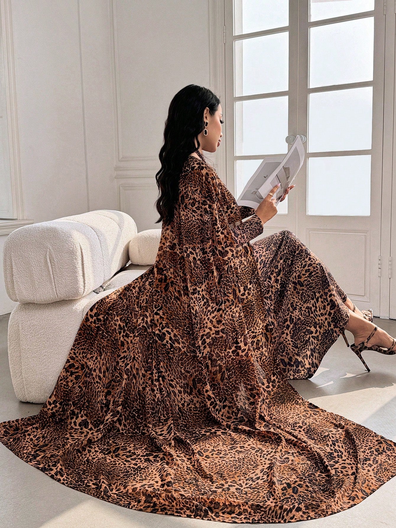 Modelyn Leopard Floral Chiffon Set