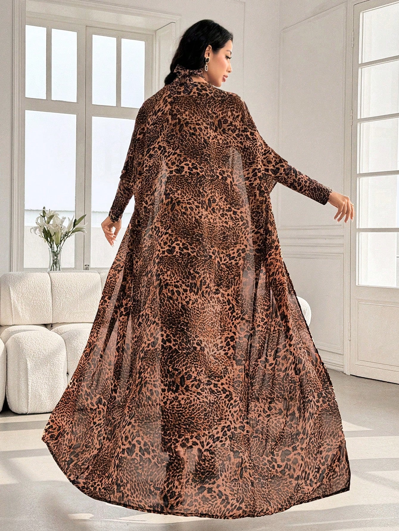 Modelyn Leopard Floral Chiffon Set