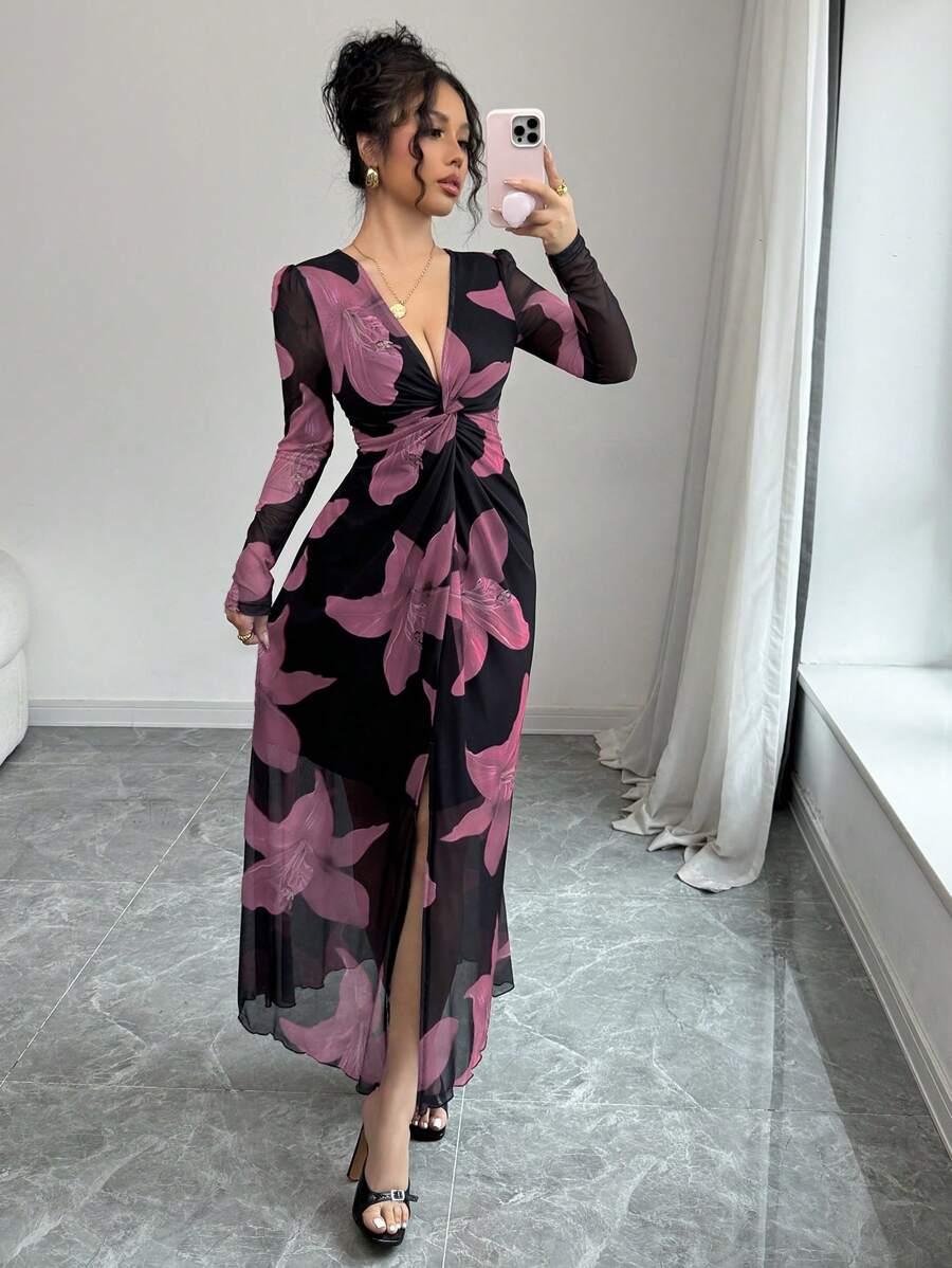 Rafferiza Floral Mesh Dress