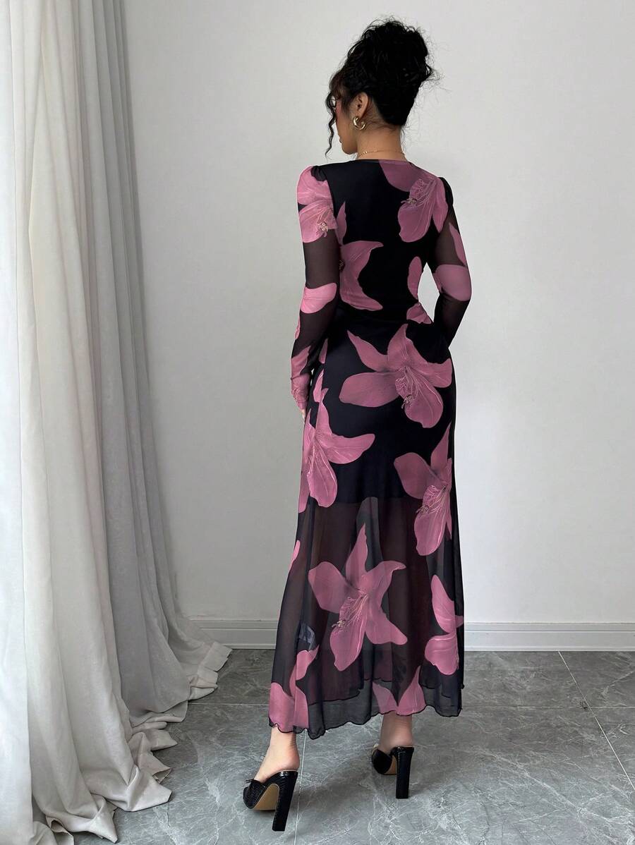 Rafferiza Floral Mesh Dress
