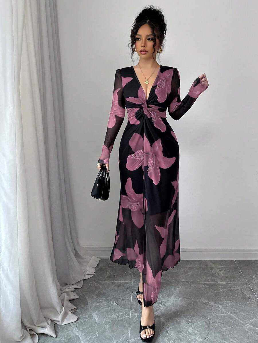 Rafferiza Floral Mesh Dress