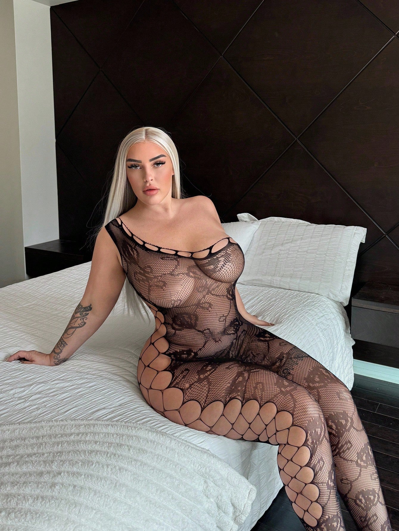 Black Fantasy Body Stocking Sexy Transparent Knitted Seamlessly