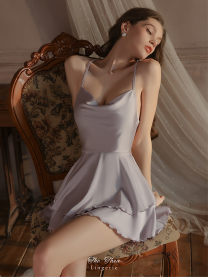 قميص ساتان مستورد خامة ناعمه اربطه من الظهر sexy Backless Sweet Ice Silk Halter Nightdress