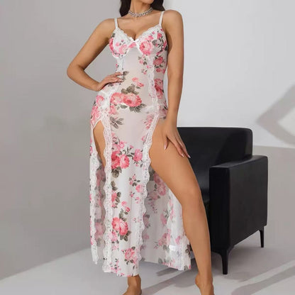 Romantic-Vintage Lace & Mesh Patchwork Sexy Nightgown For Women