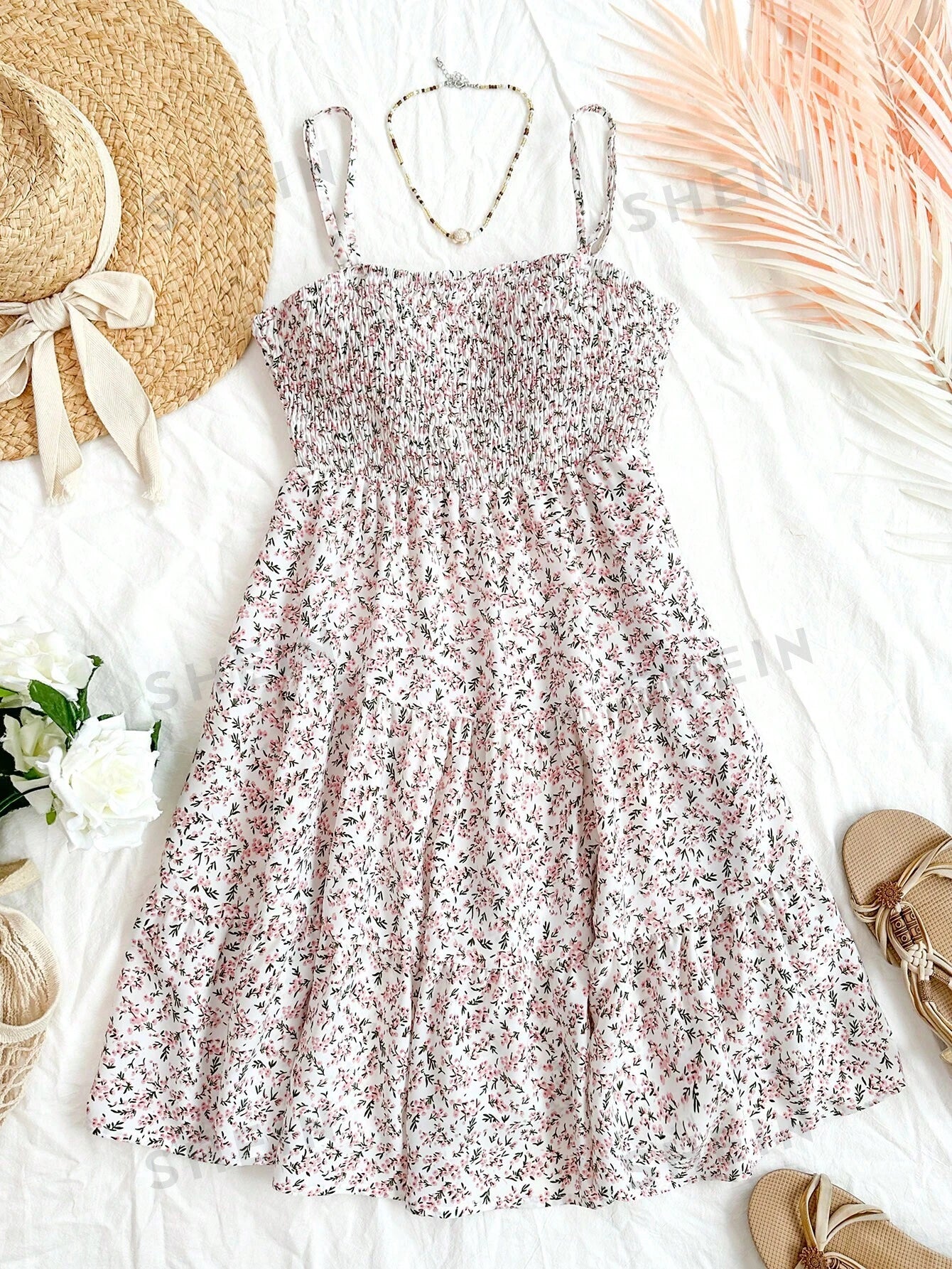 Women's Floral Print V-Neck Spaghetti Strap Dress For Vacation