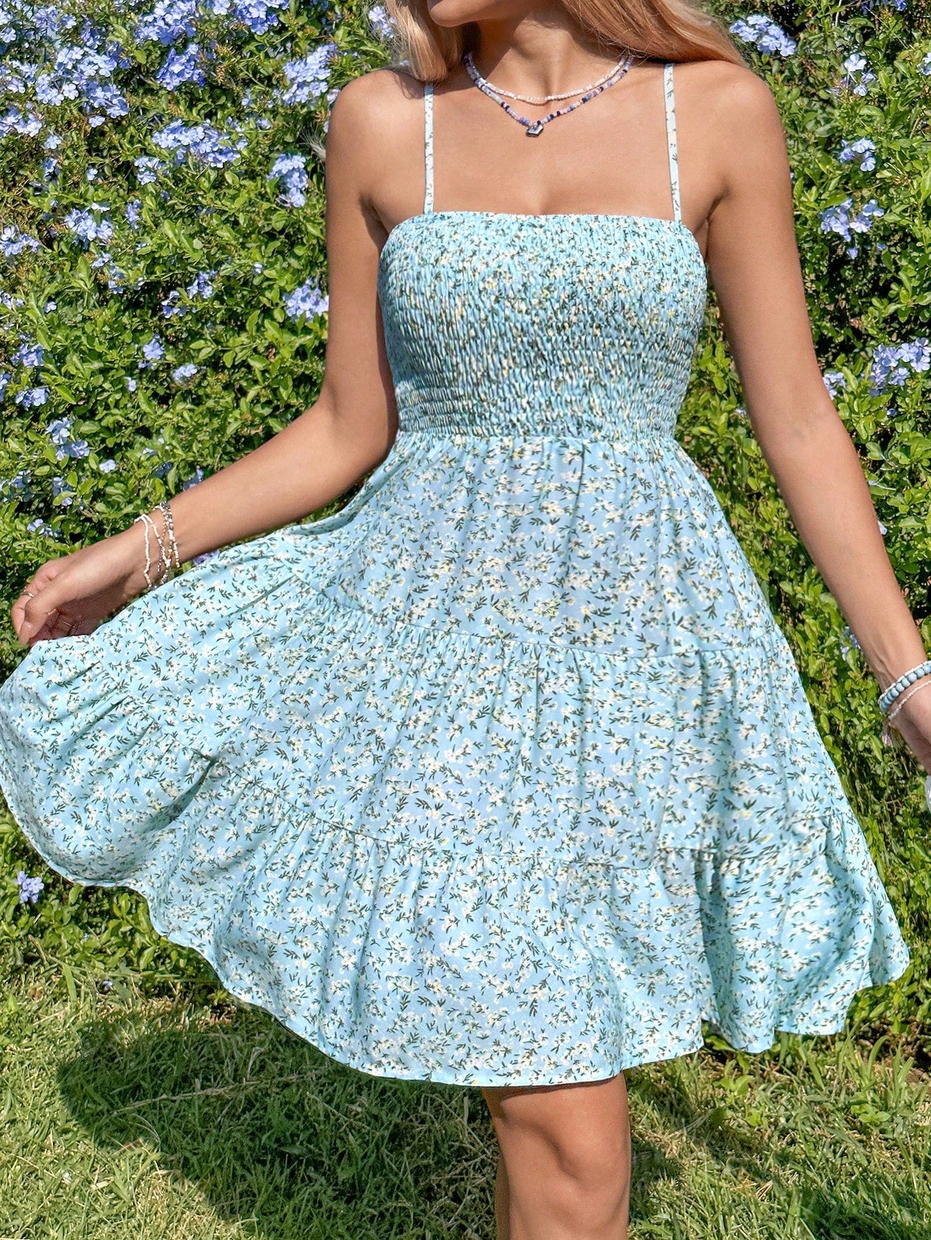 Women's Floral Print V-Neck Spaghetti Strap Dress For Vacation