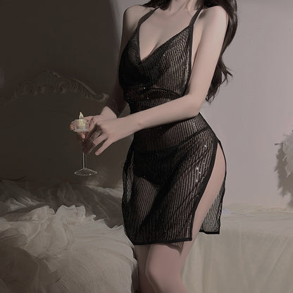 backless Chain intersect sequin netting Nightclub style