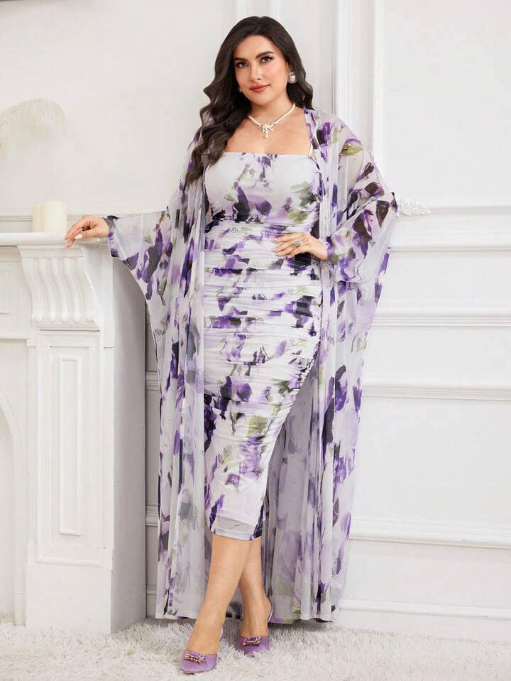 Modelyn Tie-Dye Dress &amp; Shawl Set