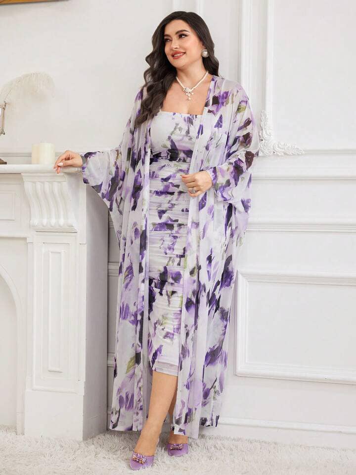 Modelyn Tie-Dye Dress &amp; Shawl Set