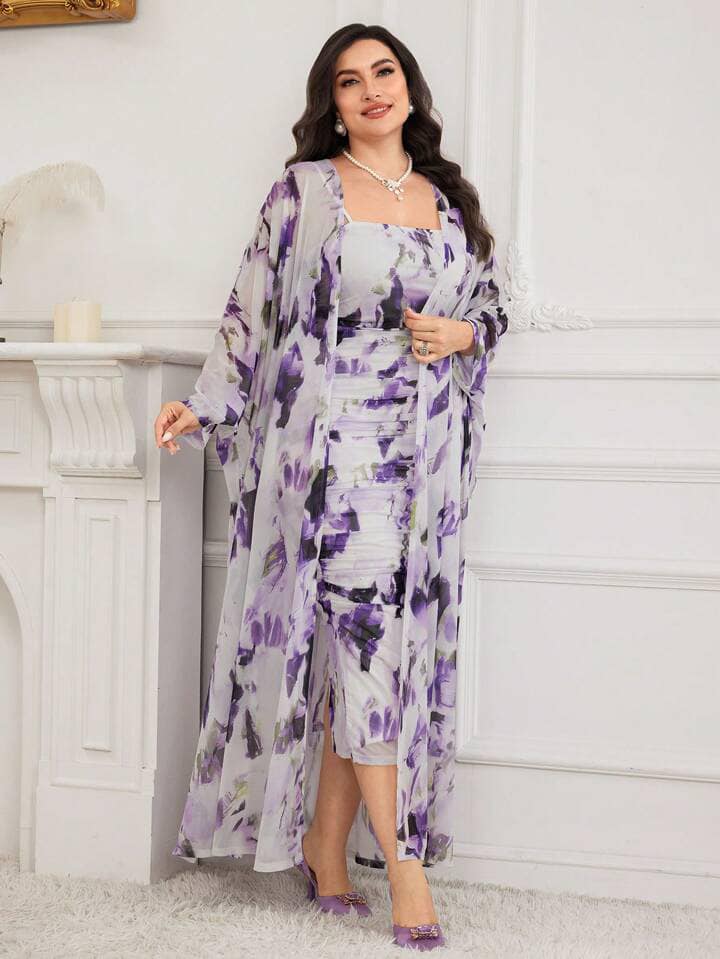 Modelyn Tie-Dye Dress &amp; Shawl Set