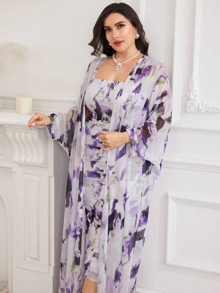 Modelyn Tie-Dye Dress &amp; Shawl Set