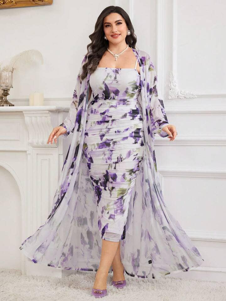 Modelyn Tie-Dye Dress &amp; Shawl Set