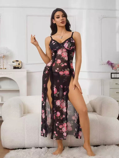 Romantic-Vintage Lace & Mesh Patchwork Sexy Nightgown For Women