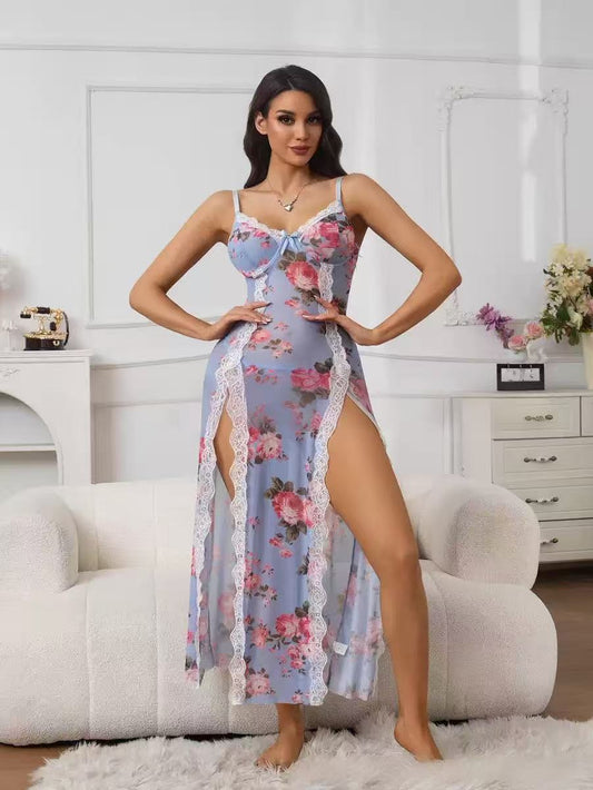 Romantic-Vintage Lace & Mesh Patchwork Sexy Nightgown For Women