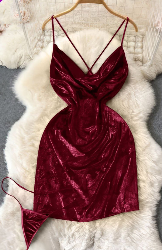 Sexy Velvet Camis Night Dress