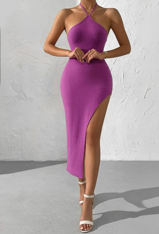 Privé Split Thigh Halter Dress