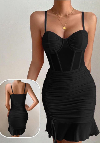 Ruffle  Mesh Cami Dress لانجيري فلافي شفاف مع كب