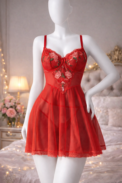 Embroidery Bridal Nighties Elegant Girl Dress Lace Floral Decoration Lingerie