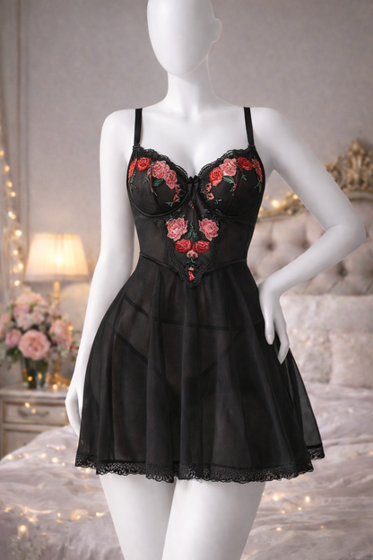 Embroidery Bridal Nighties Elegant Girl Dress Lace Floral Decoration Lingerie