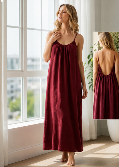 Open Back with Tie Long Maxi Dress