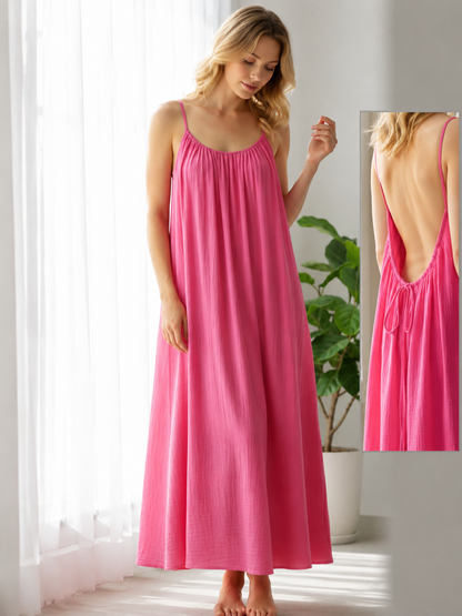 Open Back with Tie Long Maxi Dress