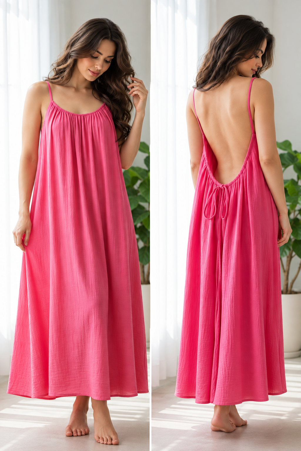 Tie-Back Maxi Lounge Dress