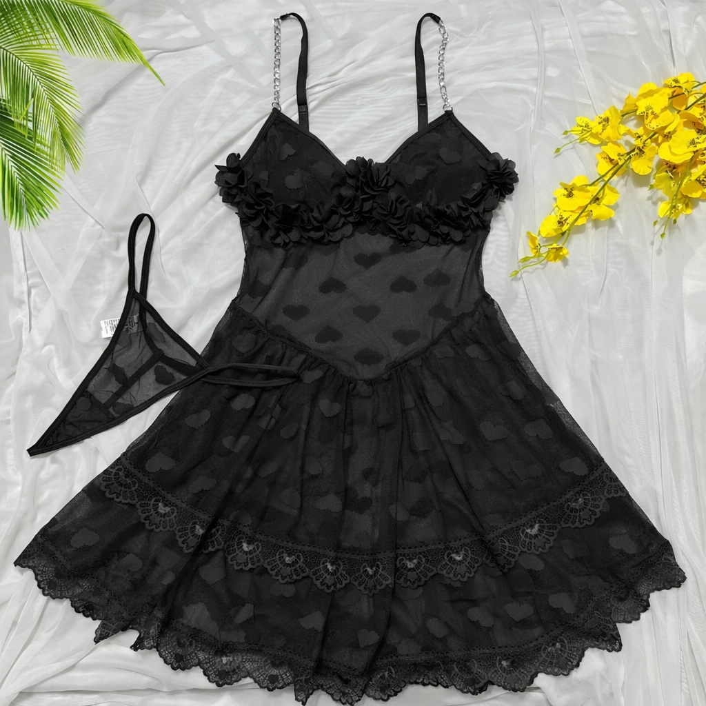 Sexy Heart-shaped Jacquard Lace Large Skirt Hem Halter Dress