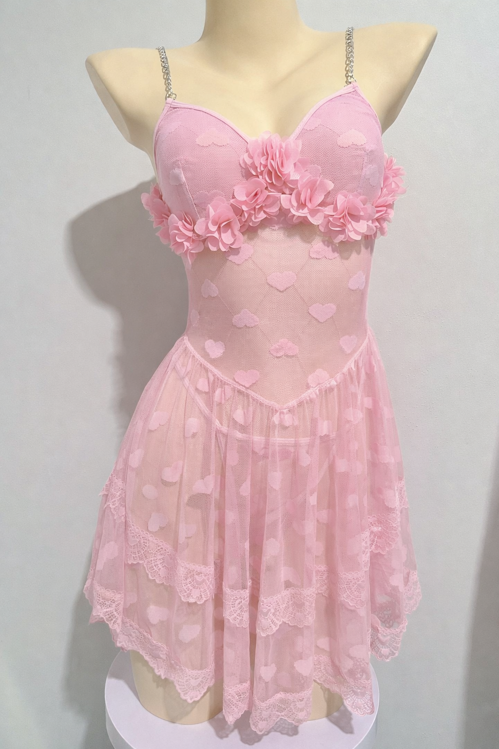 Sexy Heart-shaped Jacquard Lace Large Skirt Hem Halter Dress