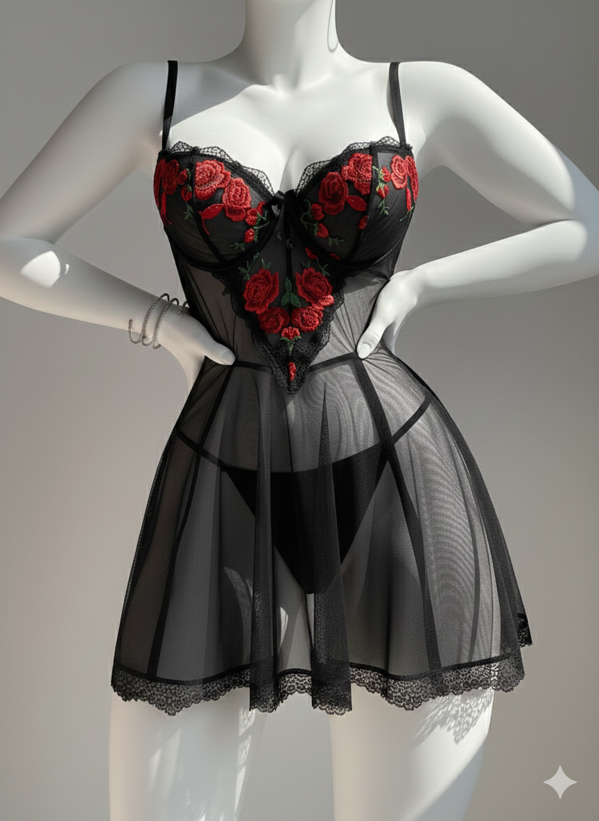 Embroidery Bridal Nighties Elegant Girl Dress Lace Floral Decoration Lingerie